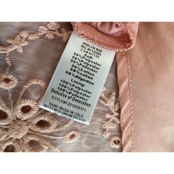 Adelyn Rae Blush Pink Floral Puff Sleeve Mini Baby Doll Tea Dress size Small - Picture 13 of 13